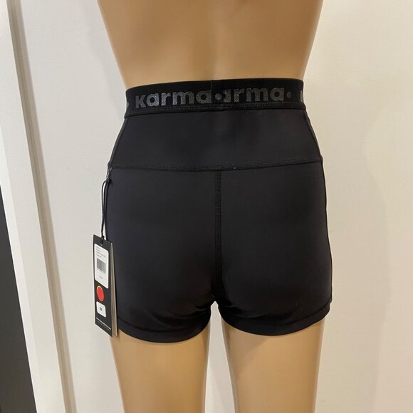 Karma Athletics Womens Ali Black High-Waist Fitness Shorts XS - Picture 13 of 15